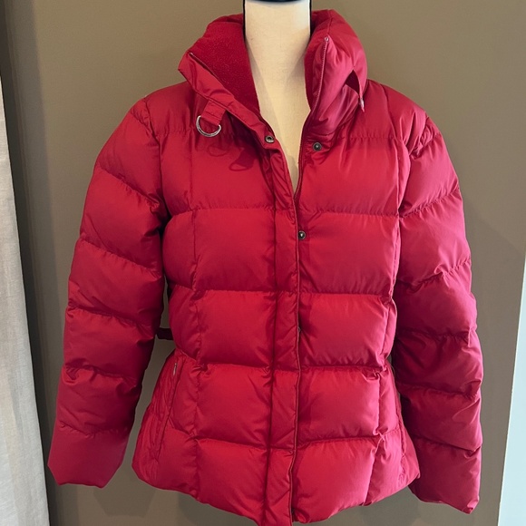 Eddie Bauer Women's Premium Goose Down Full Zip Puffer Red Jacket, Size Large - Picture 1 of 16